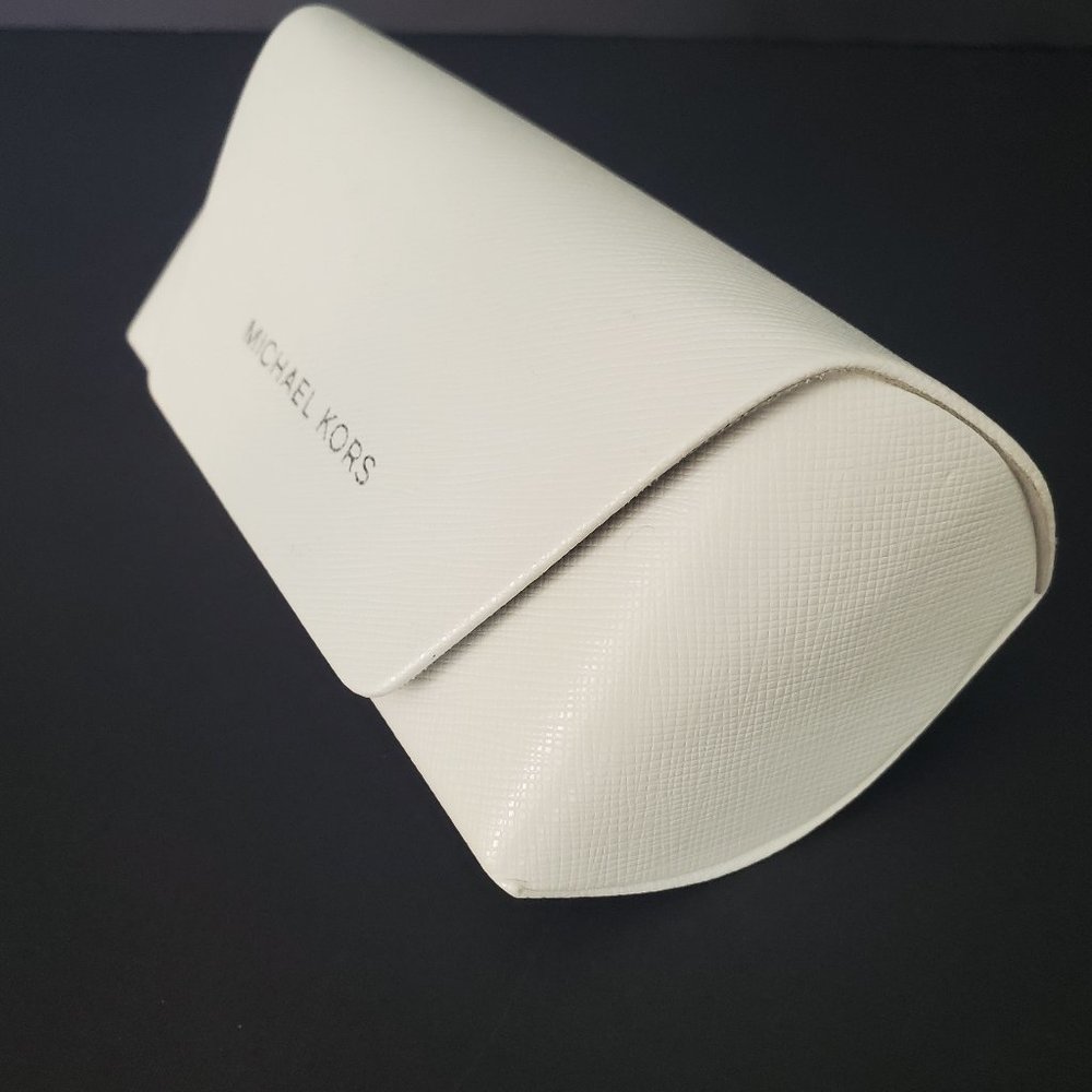 MICHAEL KORS Glasses Case White Silver Print Grey Interior Sunglasses Eyeglasses